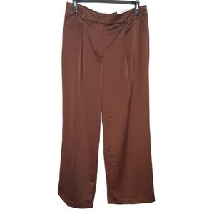 LOFT Peyton Trouser Brown Pants in Satin sz 12